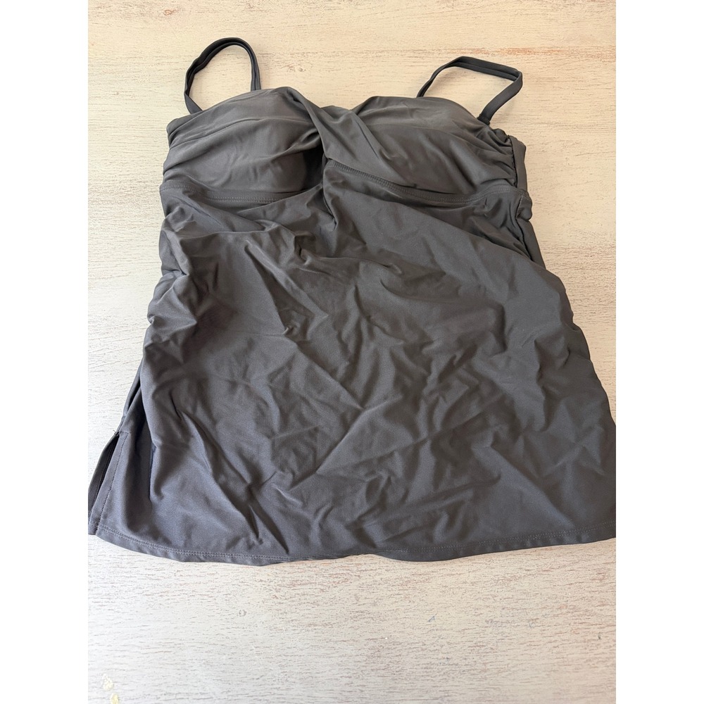 Old Navy Black Twist Front Tankini Swim Top Padded Cups Ruched Size M